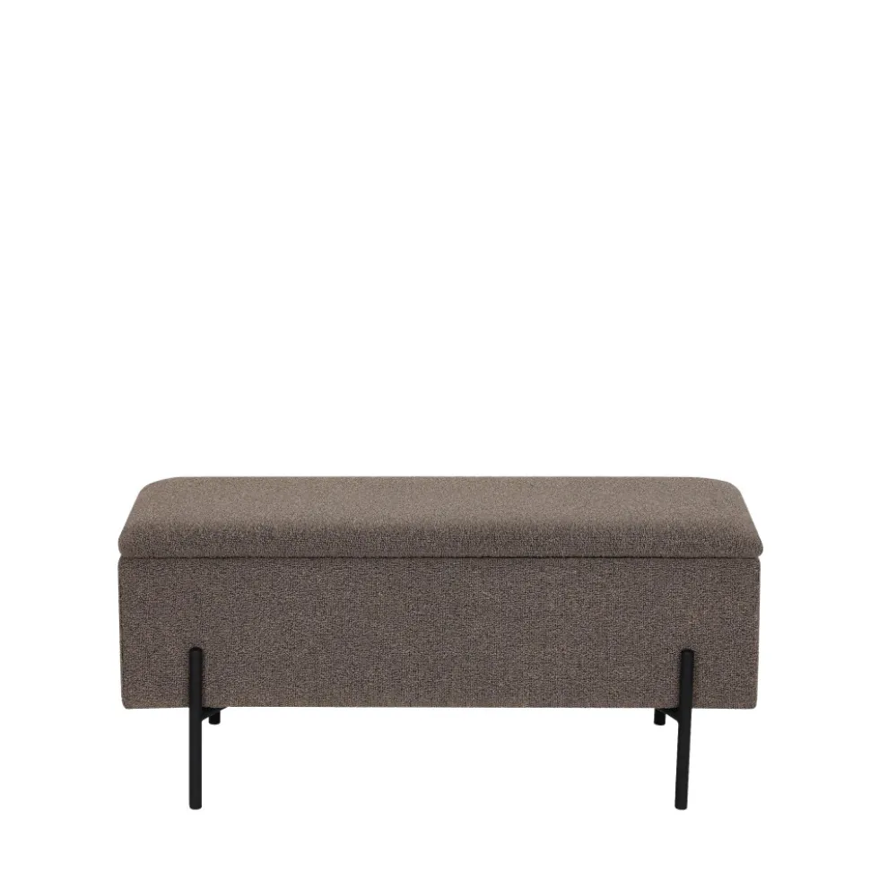 WATFORD Banc coffre en tissu bouclette et métal L95cm