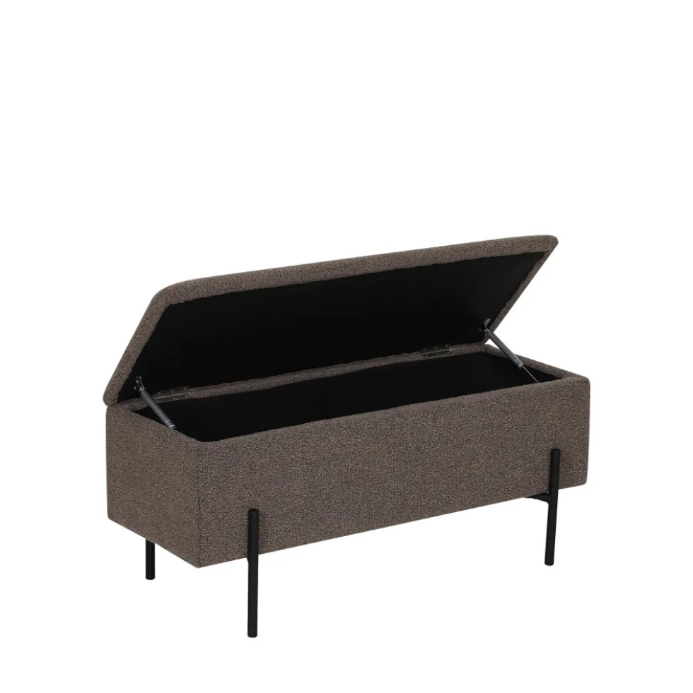 WATFORD Banc coffre en tissu bouclette et métal L95cm