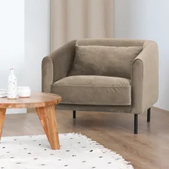 WINSEN Fauteuil en velours pieds droits en métal