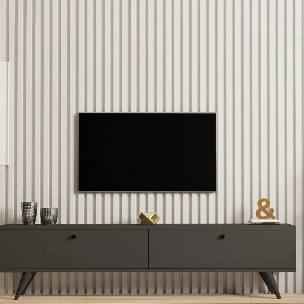 YARA Meuble TV 2 portes en bois L160cm