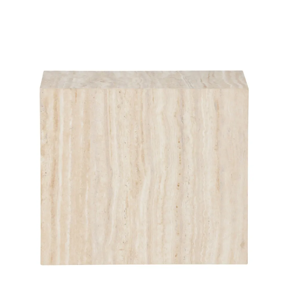 YORK Table d'appoint effet travertin 35x25cm