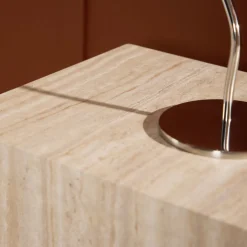 YORK Table d'appoint effet travertin 35x25cm