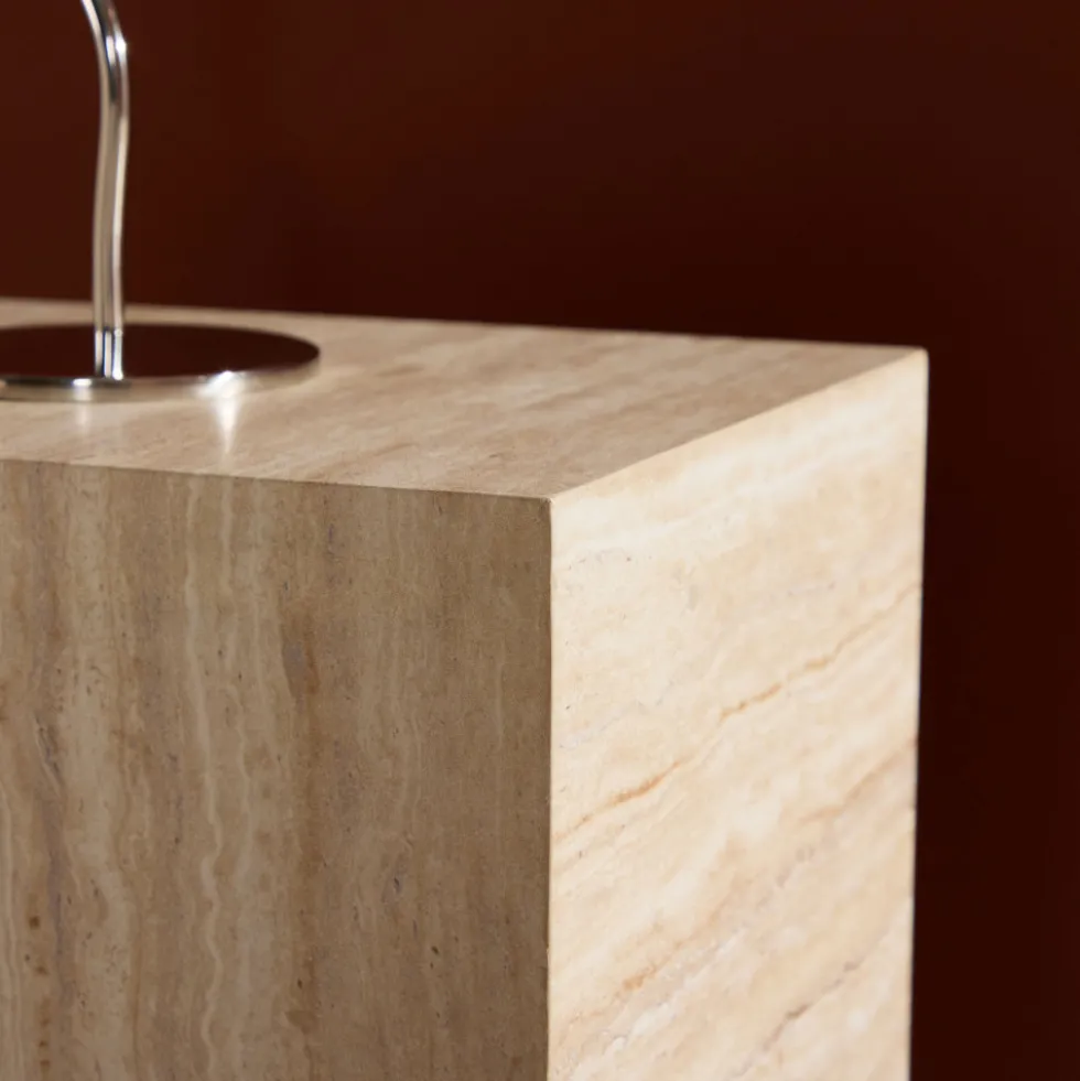 YORK Table d'appoint effet travertin 35x25cm