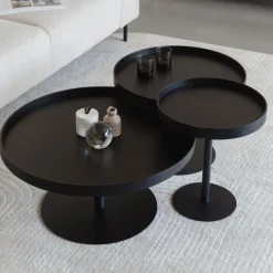 YURI Table basse ronde en bois et métal ø70cm