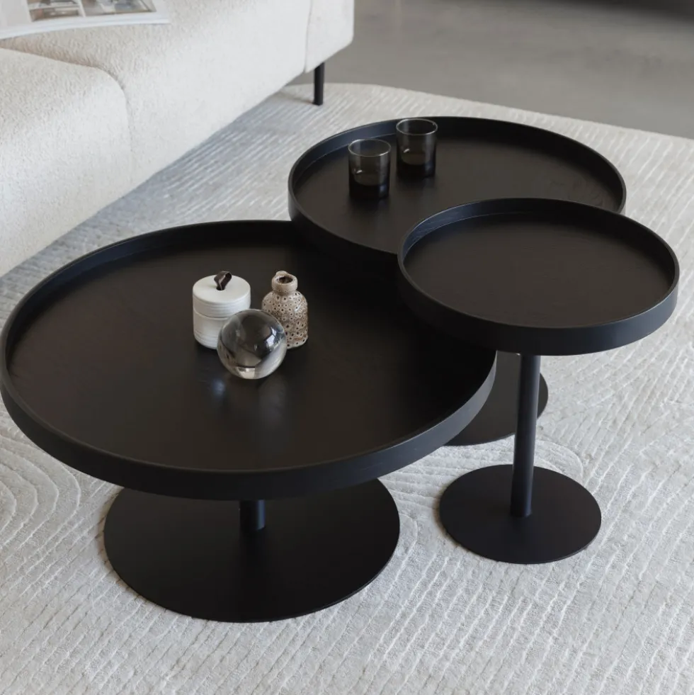 YURI Table basse ronde en bois et métal ø70cm