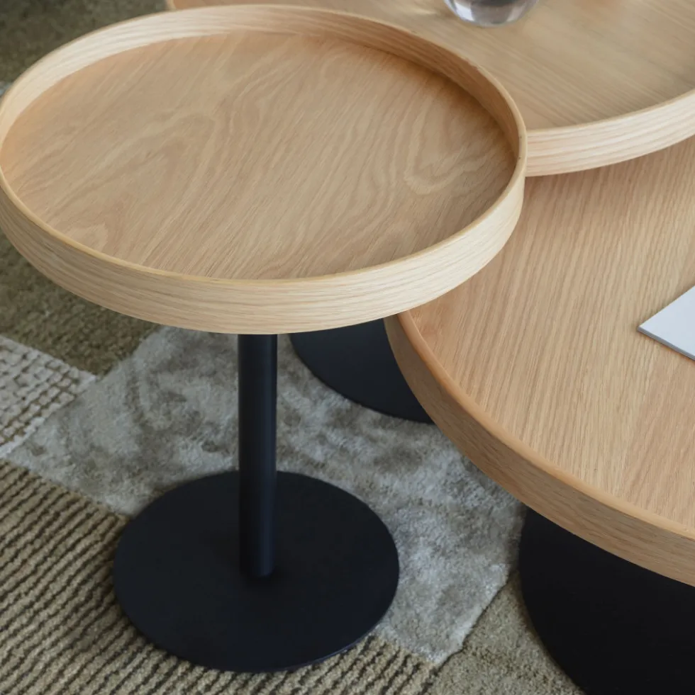 YURI Table d'appoint ronde en bois et métal ø45cm