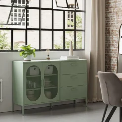 ZIO Buffet 2 portes 3 tiroirs en métal L140cm