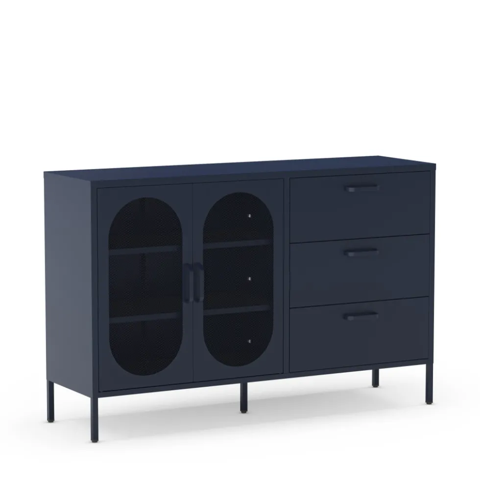 ZIO Buffet 2 portes 3 tiroirs en métal L140cm