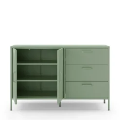 ZIO Buffet 2 portes 3 tiroirs en métal L140cm