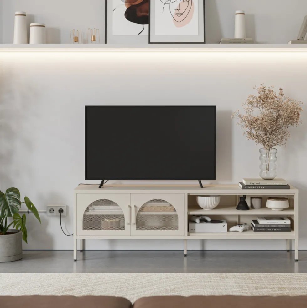 ZIO Meuble TV 2 portes en métal L160cm