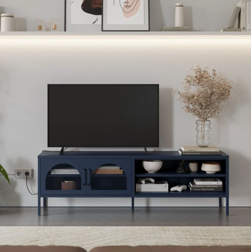 ZIO Meuble TV 2 portes en métal L160cm