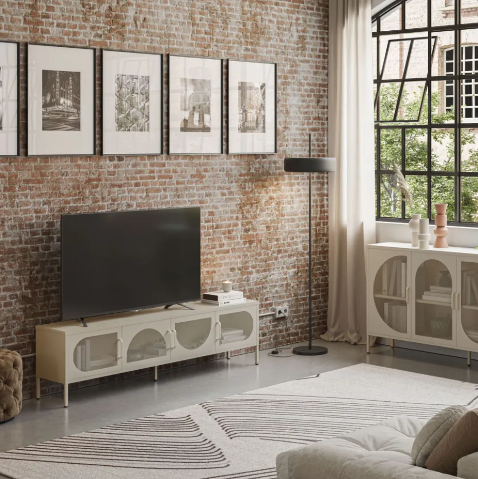 ZIO Meuble TV 4 portes en métal L180cm