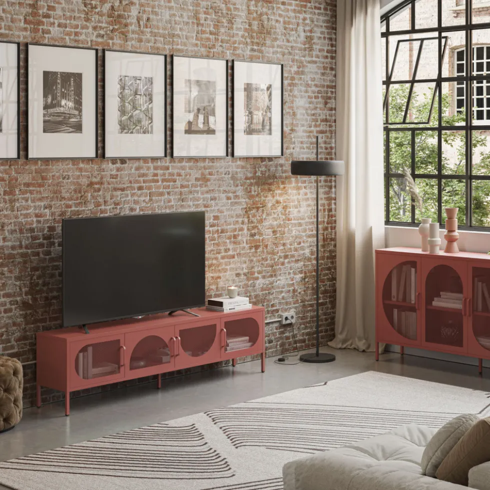 ZIO Meuble TV 4 portes en métal L180cm