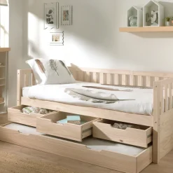 ZIP Lit enfant banquette 4 tiroirs en bois 90x200 cm