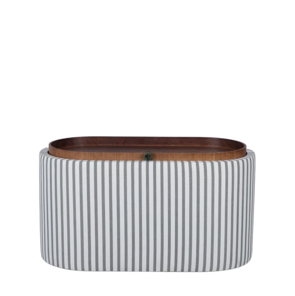 ZOÉ Banc ovale en tissu avec plateau et rangement L77cm
