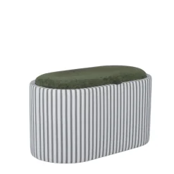 ZOÉ Banc ovale en tissu avec plateau et rangement L77cm