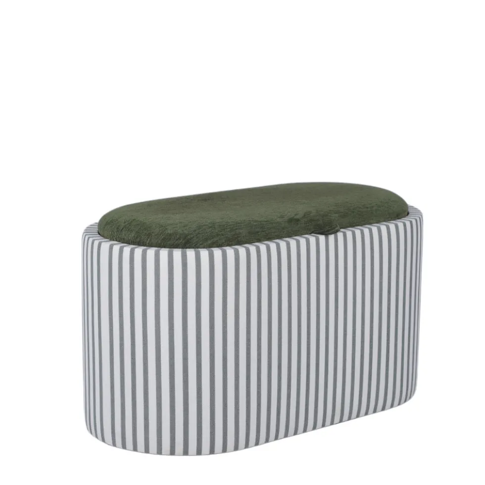 ZOÉ Banc ovale en tissu avec plateau et rangement L77cm