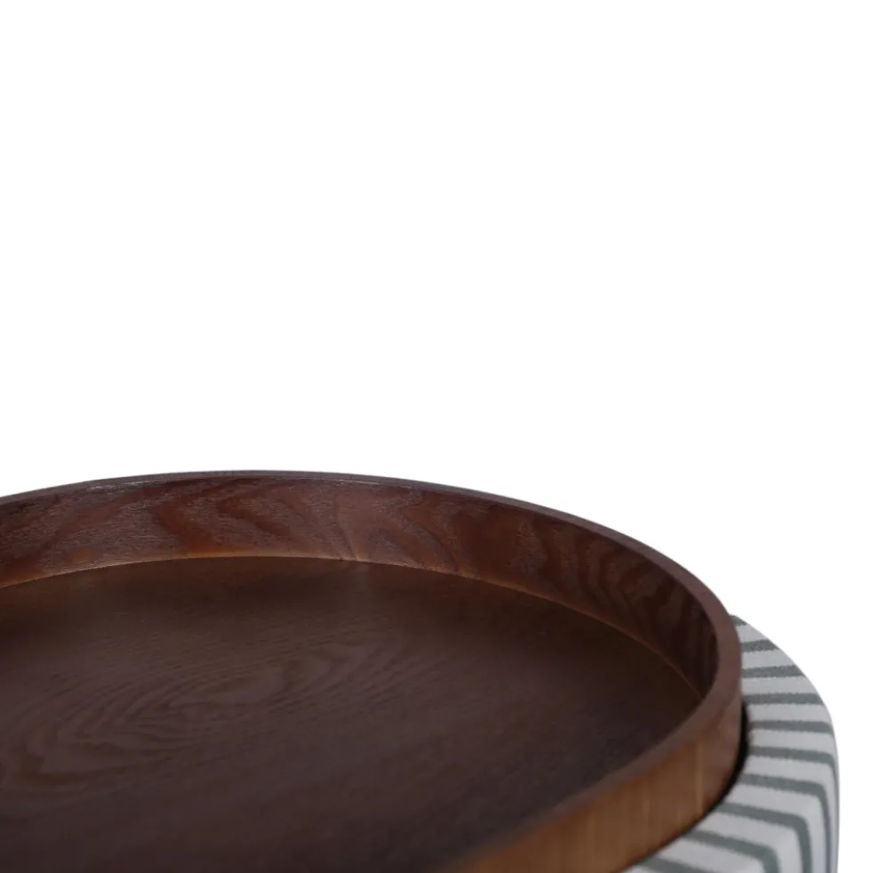 ZOÉ Banc ovale en tissu avec plateau et rangement L77cm