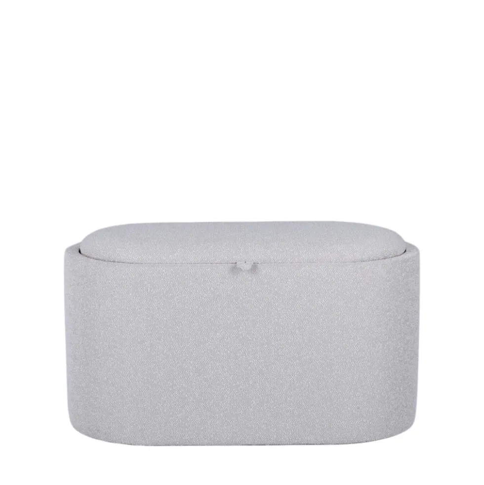 ZOÉ Banc ovale en tissu avec plateau et rangement L77cm