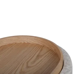 ZOÉ Banc ovale en tissu avec plateau et rangement L77cm