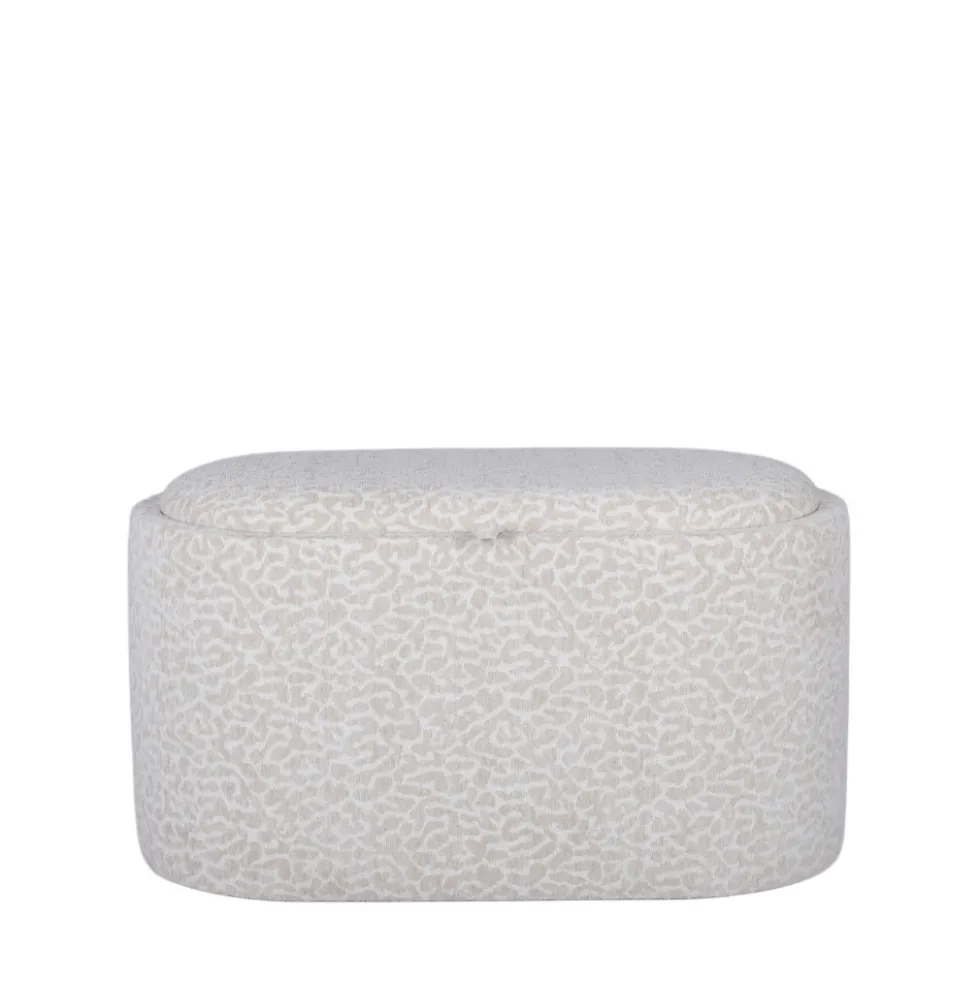 ZOÉ Banc ovale imprimé animal avec plateau et rangement L77cm