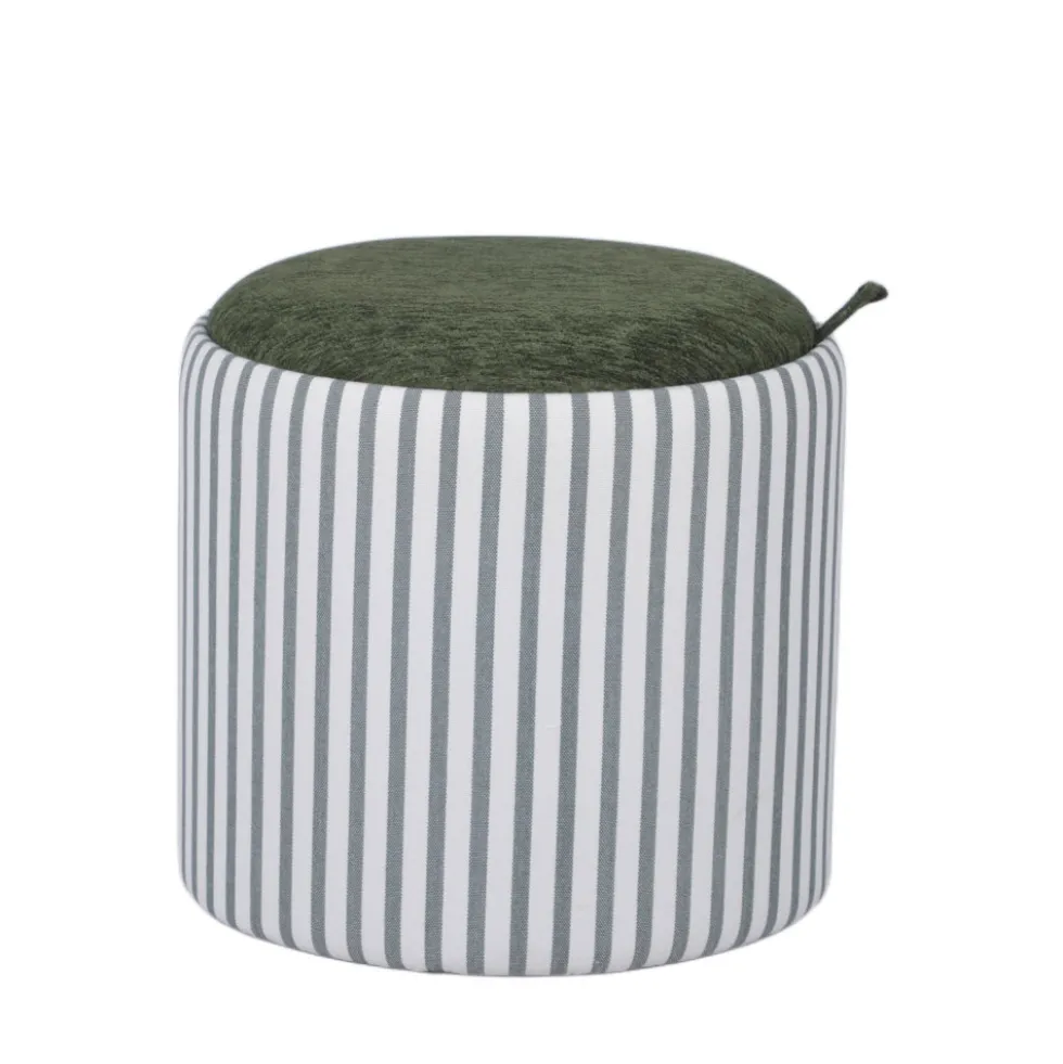 ZOÉ Pouf rond en tissu avec plateau et rangement ø40cm