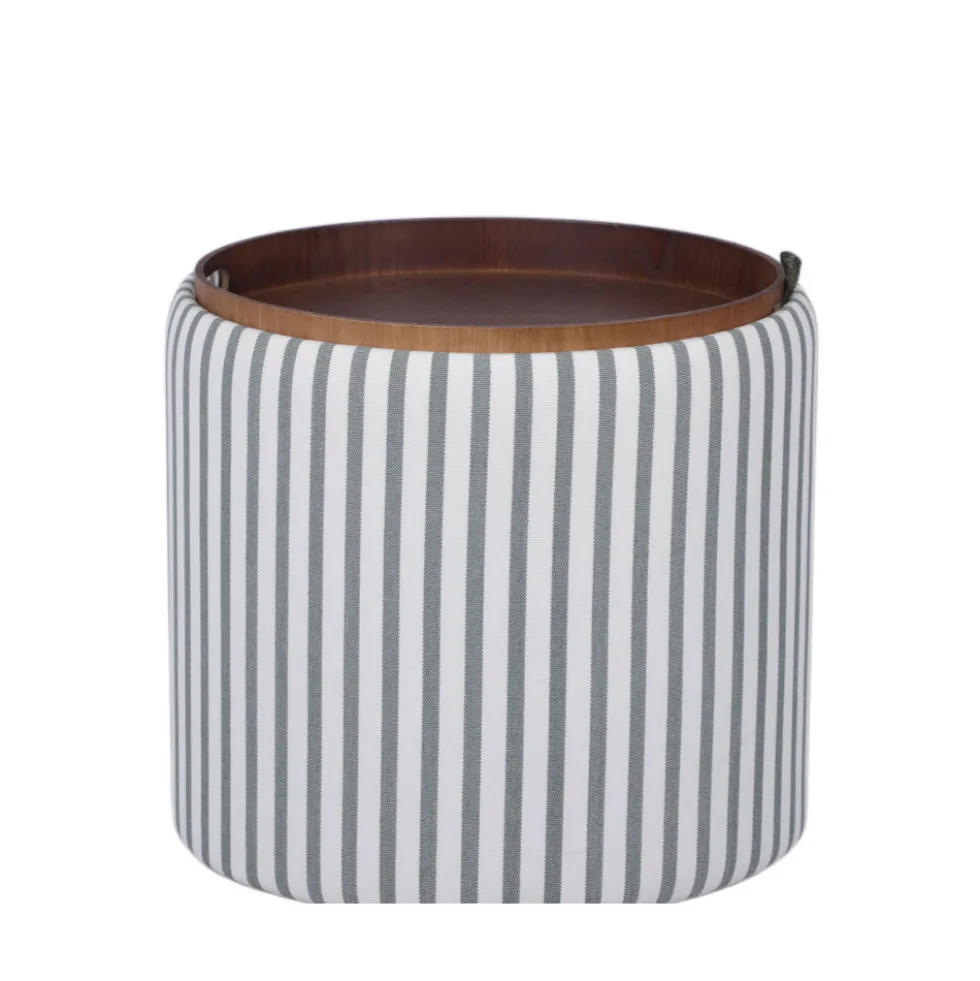ZOÉ Pouf rond en tissu avec plateau et rangement ø40cm